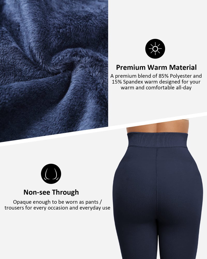 NORMOV Winter Warm Fleece Lined Leggings Women,Thick Thermal Velvet Tights (Navy-XS/S) - Image 4